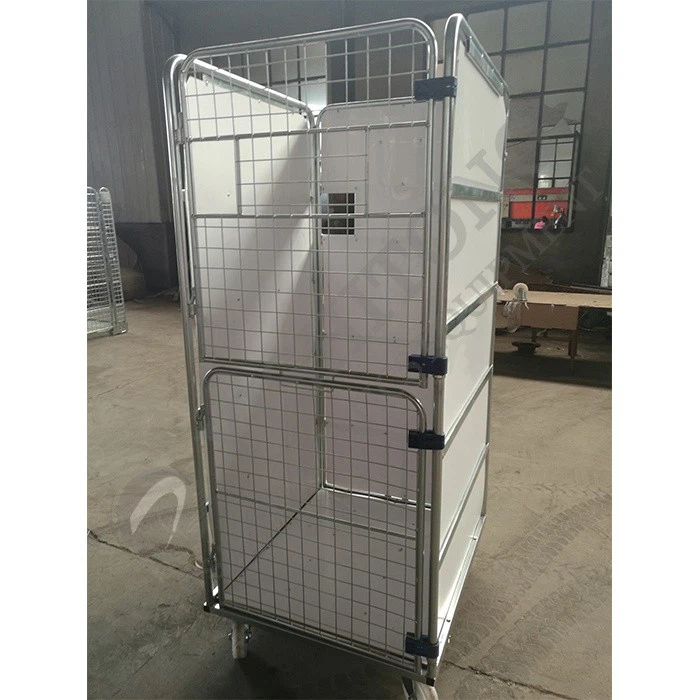 folded laundry trolley on wheels